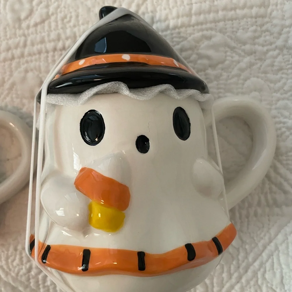 Halloween 2 cup mug ghost‎ set with lids